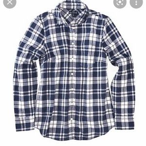 J. Crew Navy & White Plaid Flannel